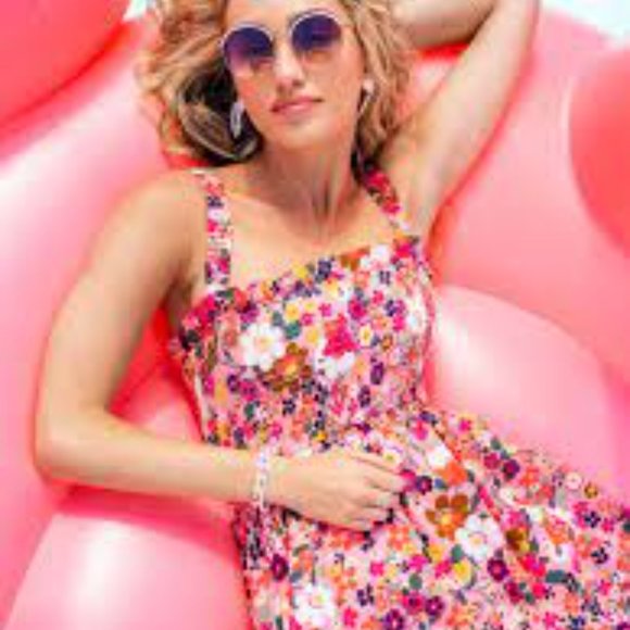 Altar'd State Pink Floral Higgins Dress Smocked Wide Straps Womens Sz S  NEW - Picture 10 of 15